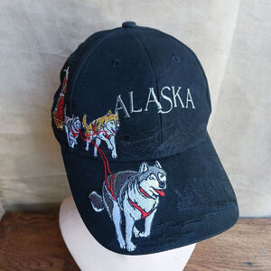 Sled Dog Hat Alaska Arctic Circle Embroidered Black One Size